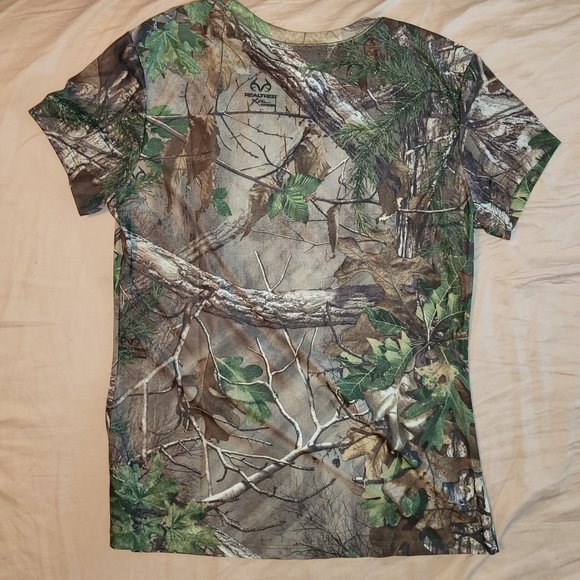 Realtree Xtra Green T-shirt Short Sleeve Camo Pink Horns Logo Ladies Size Small - Picture 5 of 5